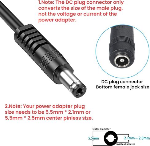 DC Adapter Plug, 11 Pcs Universal 5.5 mm x 2.1 mm DC AC Power Adapter Tips Connector Charger Adapters Kit Power Supply Plug Jack Tips for Led Strip, Laptop in Saudi Arabia