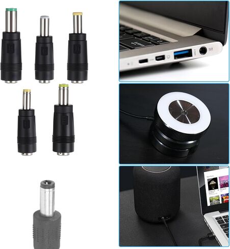 DC Adapter Plug, 11 Pcs Universal 5.5 mm x 2.1 mm DC AC Power Adapter Tips Connector Charger Adapters Kit Power Supply Plug Jack Tips for Led Strip, Laptop in Saudi Arabia