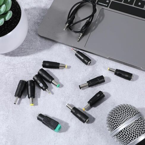 DC Adapter Plug, 11 Pcs Universal 5.5 mm x 2.1 mm DC AC Power Adapter Tips Connector Charger Adapters Kit Power Supply Plug Jack Tips for Led Strip, Laptop in Saudi Arabia
