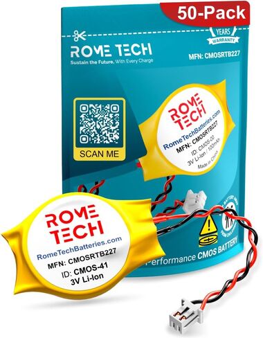 Rome Tech CMOS BIOS Battery for Dell Latitude E5250, E5430, E5440, E5450, E5470 - Laptop Backup 3V RTC CR2032 with 2 Wire Cable (5-Pack) in Saudi Arabia