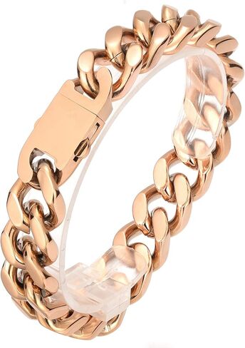 ROWIN&CO Stainless Steel Curb Cuban Link Bracelet Men/Women Black/18k/Gold/Silver/Blue/Rainbow, Thick Wristchain, Hip hop Jewelry Miami Cuban Link Chain, Sturdy & Nickel-free, W: 15mm, L: 7.67" to 9.5". in Saudi Arabia