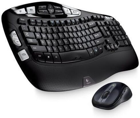 Logitech MK550 Wireless Wave K350 لوحة المفاتيح وسرد الماوس - عمر بطارية طويل ، تصميم موجة مريحة in Kuwait