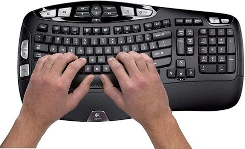 Logitech MK550 Wireless Wave K350 لوحة المفاتيح وسرد الماوس - عمر بطارية طويل ، تصميم موجة مريحة in Kuwait