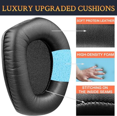 SOULWIT Protein Leather Earpads Replacement for Sennheiser RS165/TR165/RS175/TR175/RS185/TR185/RS195/TR195(RS/TR 165 175 185 195 RF), Ear Pads Cushions for HDR165/175/185/195(HDR 195RF) - Black in Saudi Arabia