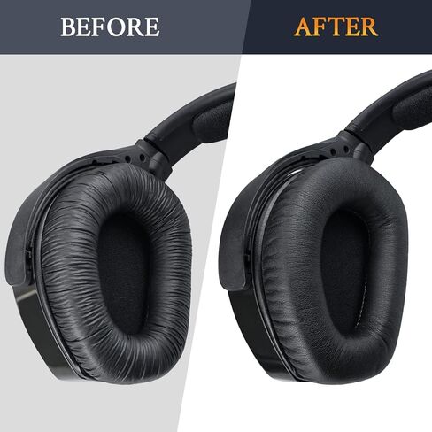 SOULWIT Protein Leather Earpads Replacement for Sennheiser RS165/TR165/RS175/TR175/RS185/TR185/RS195/TR195(RS/TR 165 175 185 195 RF), Ear Pads Cushions for HDR165/175/185/195(HDR 195RF) - Black in Saudi Arabia