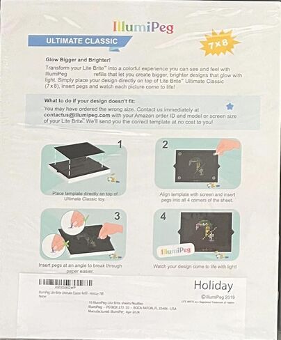 قوالب إعادة تعبئة IllumiPeg Holiday لـ Lite Brite الأصلية قبل عام 1994 (10 ورقات، 9x12) in Kuwait