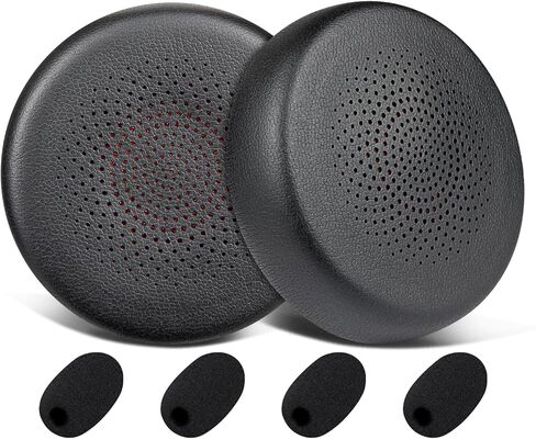 SOULWIT Earpads Replacement + Microphone Pop Filter for Yealink BH70/WH64 Headset, Ear Pads Cushions with Soft Protein Leather, High-Density Memory Foam - Black in Saudi Arabia