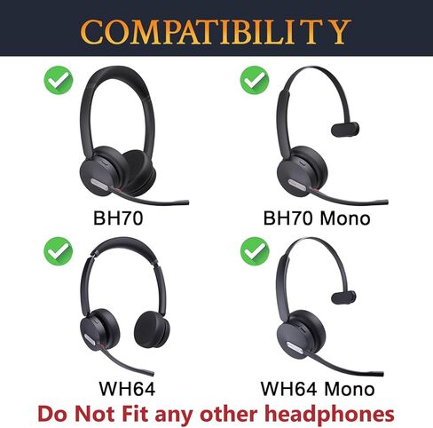 SOULWIT Earpads Replacement + Microphone Pop Filter for Yealink BH70/WH64 Headset, Ear Pads Cushions with Soft Protein Leather, High-Density Memory Foam - Black in Saudi Arabia
