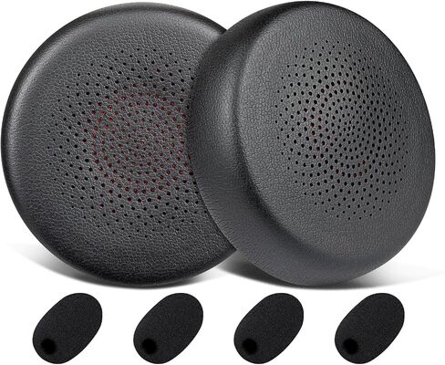 SOULWIT Earpads Replacement + Microphone Pop Filter for Yealink BH70/WH64 Headset, Ear Pads Cushions with Soft Protein Leather, High-Density Memory Foam - Black in Saudi Arabia