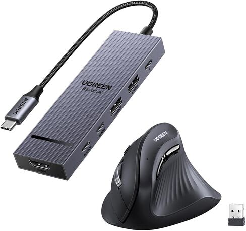 Ugreen Revodok Pro USB-C Hub 6 في حزمة 1 مع اللاسلكي العمودي (Bluetooth 5.0+2.4g) الماوس المريح متوافق مع الكمبيوتر/الكمبيوتر المحمول/الكمبيوتر اللوحي in Saudi Arabia