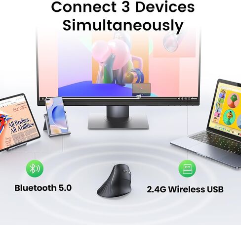 Ugreen Revodok Pro USB-C Hub 6 في حزمة 1 مع اللاسلكي العمودي (Bluetooth 5.0+2.4g) الماوس المريح متوافق مع الكمبيوتر/الكمبيوتر المحمول/الكمبيوتر اللوحي in Saudi Arabia
