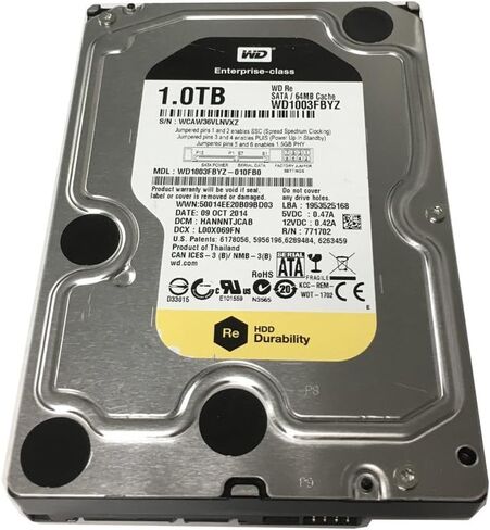 Western Digital RE WD1003FBYZ 1TB 7200RPM 64MB ذاكرة التخزين المؤقت SATA 6.0GB/S 3.5 بوصة محرك أقراص ثابتة داخلية مع 3 سنوات ضمان (متجدد) in Kuwait
