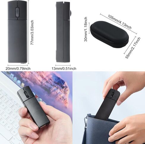 الفئران اللاسلكية الفأر Bluetooth Mini صامت Dual Mode 2.4 جيجا هرتز و Bluetooth الفئران الكمبيوتر مع حالة خفيفة الوزن القابلة لإعادة الشحن الماوس اللاسلكي الصغير لجهاز الكمبيوتر المحمول كمبيوتر المكتب Macbook Gift ، أسود. in Kuwait