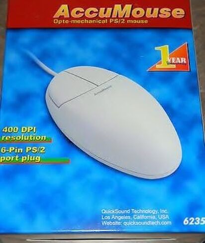Actage Accumouse Opto-Mechanical PS/2 الماوس ؛ 400 نقطة في البوصة ؛ 6 دبوس PS/2 PORT SLAP ؛ 6235 in Kuwait