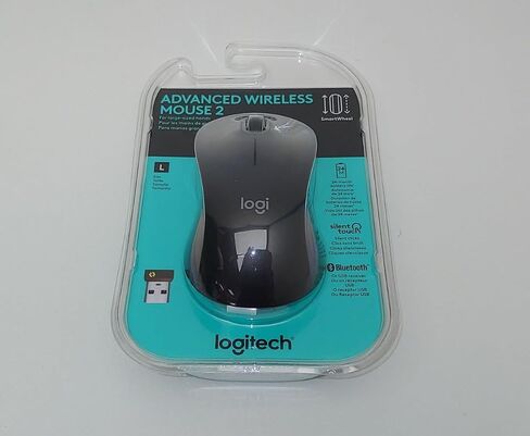 Logitech Advanced Wireless Mouse 2 للأيدي ذات الحجم الكبير Bluetooth USB 1x AA البطارية. in Kuwait