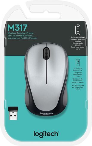 Logitech M317 Wireless Mouse, 2.4 GHz with USB Receiver, 1000 DPI Optical Tracking, 12 Month Battery, Compatible with PC, Mac, Laptop, Chromebook - Light Steel (Renewed) in Saudi Arabia