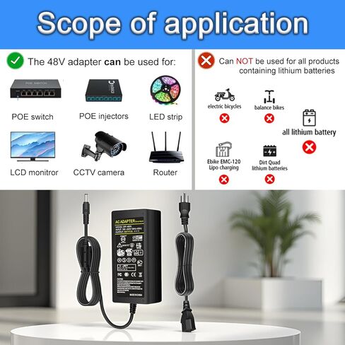 48V 2A Power Supply Adapter AC 100-240V to DC 48V 2A Power Adapter Chager Interface 5.5 x 2.5mm Plug in Kuwait