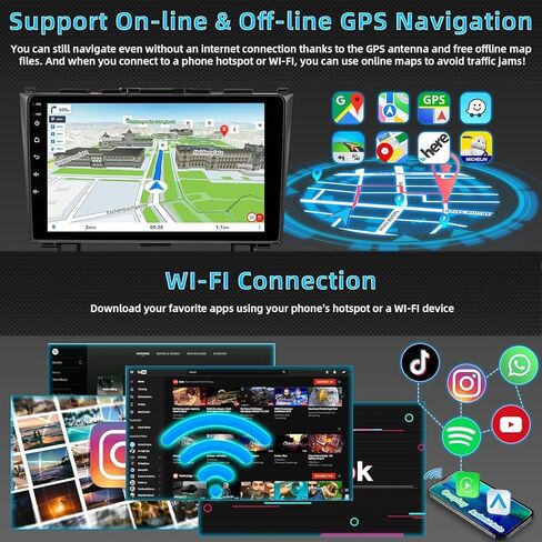 4G 64G CAR Radio for Honda CRV 2007 2008 2008 2010 2011 ، Android 13 Touch Screen Stereo with Carplay Wireless و Android Auto و GPS NAVI و 5G WiFi و Bluetooth 5.2 و AHD REAW CAMERA in Kuwait