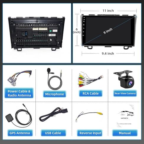 4G 64G CAR Radio for Honda CRV 2007 2008 2008 2010 2011 ، Android 13 Touch Screen Stereo with Carplay Wireless و Android Auto و GPS NAVI و 5G WiFi و Bluetooth 5.2 و AHD REAW CAMERA in Kuwait