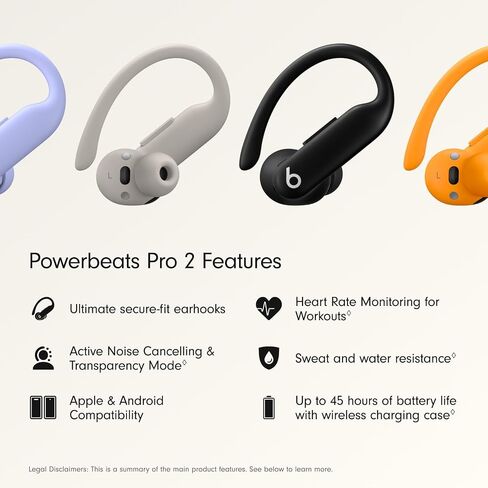 Beats Powerbeats Pro 2 Wireless Bluetooth أذن - إلغاء الضوضاء ، شاشة معدل ضربات القلب ، IPX4 ، بطارية تصل إلى 45 ساعة وشحن ، تعمل مع Apple & Android - Jet Black (قسط متجدد) in Kuwait