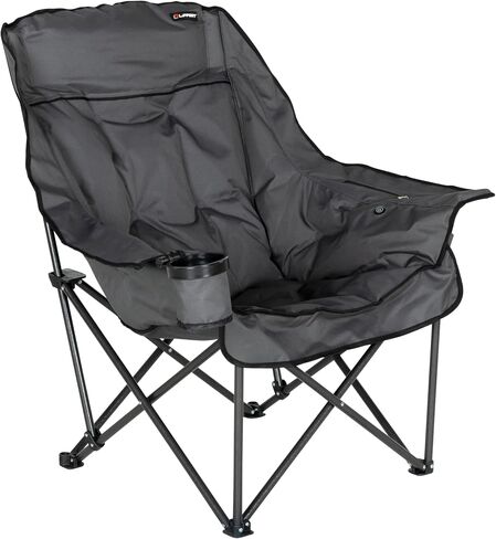 Lippert Big Bear Dark Grey Heated Folding Camping Chair with Power Bank, Two Heat Zones, 400-lb. Weight Capacity, 600D Polyester Fabric, High-Loft Cushioning, Zippered Carrying Bag - 2024043334 in Saudi Arabia