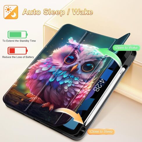 حافظة Tuiklol لجهاز iPad Air الجيل السادس 11 بوصة 2024 / iPad Air 10.9 بوصة الجيل الخامس 4th 2022 إصدار 2020 مع حامل قلم رصاص، غطاء تابلت بحامل ثلاثي الطي واقٍ نحيف للنوم/الاستيقاظ، دب in Kuwait