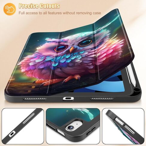حافظة Tuiklol لجهاز iPad Air الجيل السادس 11 بوصة 2024 / iPad Air 10.9 بوصة الجيل الخامس 4th 2022 إصدار 2020 مع حامل قلم رصاص، غطاء تابلت بحامل ثلاثي الطي واقٍ نحيف للنوم/الاستيقاظ، دب in Kuwait