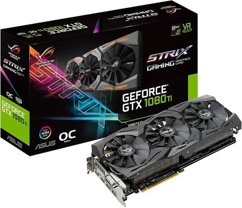 ASUS ROG-Strix-GTX1080TI-O11G-GAMING GEFORCE 11GB OC EDITION VR Ready 5K HD Gaming HDMI DISTRESPORT DVI OverClocked PC GDDR5X CARD in Kuwait