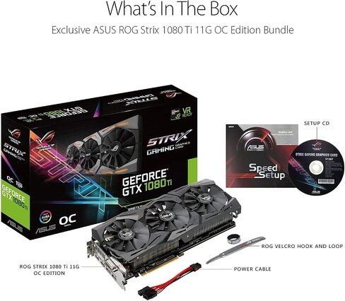 ASUS ROG-Strix-GTX1080TI-O11G-GAMING GEFORCE 11GB OC EDITION VR Ready 5K HD Gaming HDMI DISTRESPORT DVI OverClocked PC GDDR5X CARD in Kuwait