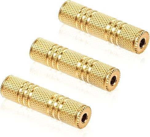 3PCS 1/8" TRS/TS Female to Female Stereo Adapter Jack, 3.5mm Coupler Female to Female aux Adapter Gold Female Gender Changer Coupler Aux Cord Connectors Extender in Saudi Arabia