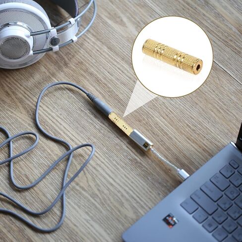 3PCS 1/8" TRS/TS Female to Female Stereo Adapter Jack, 3.5mm Coupler Female to Female aux Adapter Gold Female Gender Changer Coupler Aux Cord Connectors Extender in Saudi Arabia