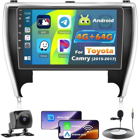 Roinvou 4+64G CAR RADIO TOYOTA CAMRY 2015 2016 2017 ، 10.1 "شاشة تعمل باللمس Auto Auto مع 32eq 1280 * 720 Camera Bluetooth5.0 in Kuwait