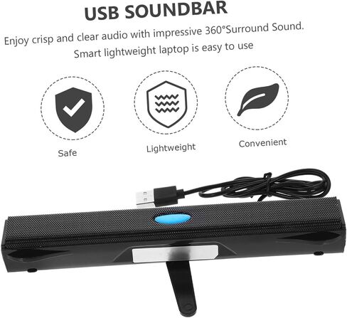 USB Soundbar Speaker Black Mini Desktop Laptop USB Powered Speaker with Surround Sound and Stereo Module for Computers Tablets and Mobile Devices in Saudi Arabia