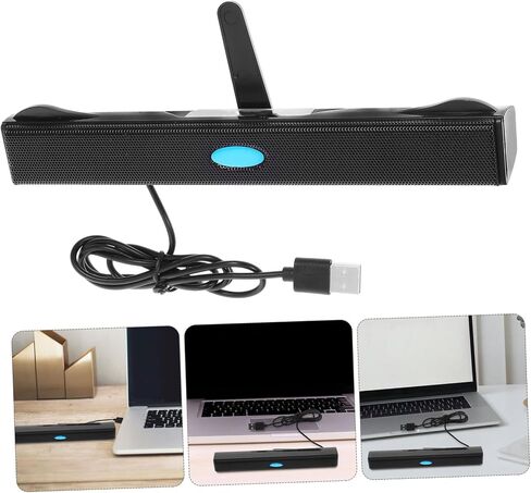 USB Soundbar Speaker Black Mini Desktop Laptop USB Powered Speaker with Surround Sound and Stereo Module for Computers Tablets and Mobile Devices in Saudi Arabia