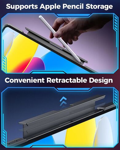 حالة لوحة مفاتيح Sibeitu لـ iPad A16 11th Gen 11 "2025 و 10th Gen 10.9" 2022 ، غطاء حماية لوحة المفاتيح اللاسلكية الصافية مع لوحة تتبع متعددة اللمس ، والإضاءة الخلفية 7-Color و 3-brightness ، 360 Rotatable ، Black in Kuwait