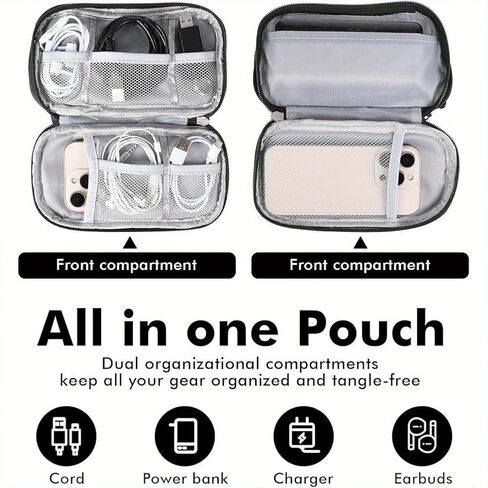 Electronics Organizer, Travel Cable Organizer Bag for Phone, Power Bank, SD Card, Cables(Blue-M) in Saudi Arabia