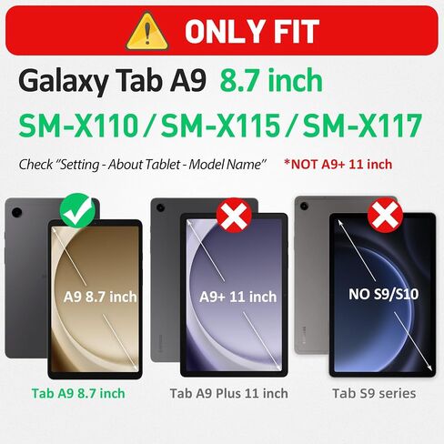 HXCASEAC Case for Samsung Galaxy Tab A9+ Plus / A11+ Plus 11 Inch, Protective with Screen Protector/Hand Strap/Pen Holder, Shockproof for Samsung A9 Plus Tablet Case SM-X210 SM-X218 SM-X230 - Black in Kuwait