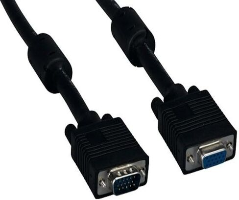 100 قدم SVGA HD15 ذكر إلى أنثى مراقبة كابل امتداد مع الفريت - أسود in Kuwait