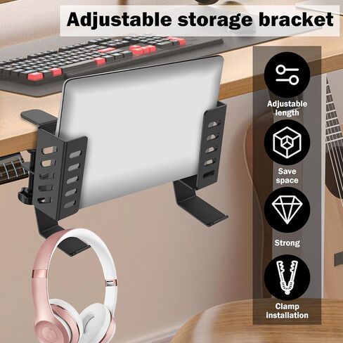 2 PCS Side Side Laptop حامل ، تخزين جانبي المكتب ، لا يوجد مكتب محمول جانب جهاز كمبيوتر محمول قابلة للتعديل قابلة للاستبدال حامل الكمبيوتر المحمول لأجهزة الكمبيوتر المحمولة/اللوحات/لوحات المفاتيح/سماعة الرأس (أسود) in Kuwait