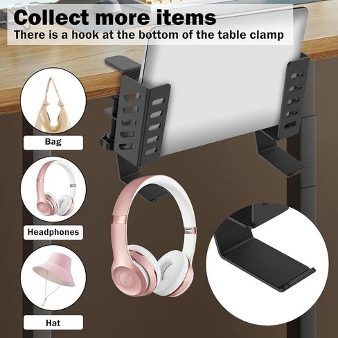 2 PCS Side Side Laptop حامل ، تخزين جانبي المكتب ، لا يوجد مكتب محمول جانب جهاز كمبيوتر محمول قابلة للتعديل قابلة للاستبدال حامل الكمبيوتر المحمول لأجهزة الكمبيوتر المحمولة/اللوحات/لوحات المفاتيح/سماعة الرأس (أسود) in Kuwait