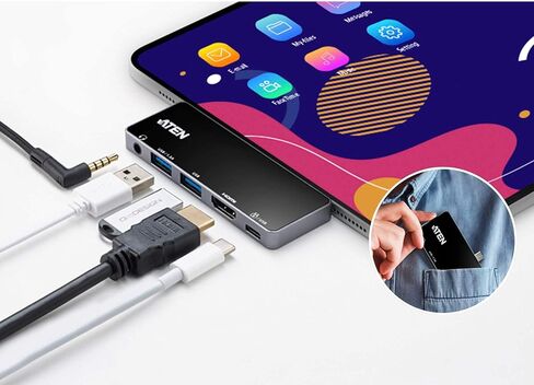 Aten 5-in-1 USB-C Travel Dock W/Audio Port ، 92W PD ، 3840 × 2160 60Hz 30Hz ، USB 3.2 Thunderbolt 3 ، HDMI ، MIC 3.5mm ، سماعة الرأس لنظام التشغيل Windows ، Mac ، iPad ، Android Mobile ، الكمبيوتر المحمول ، Desktop UH3238 in Saudi Arabia