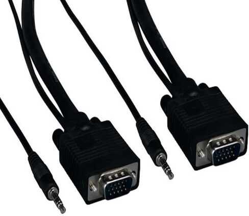 15 قدمًا SVGA HD15 ذكر إلى كابل مراقبة الذكور مع صوت ستيريو - أسود in Kuwait