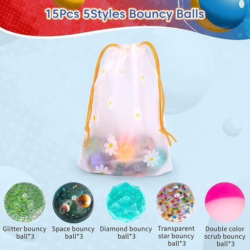 Pllieay 30 Pieces Bouncy Balls for Kids, 32mm Bouncy Ball Bulk(6 Styles) in Kuwait