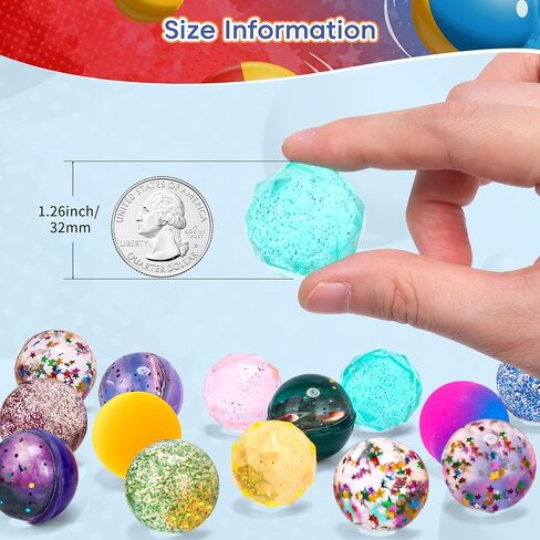 Pllieay 30 Pieces Bouncy Balls for Kids, 32mm Bouncy Ball Bulk(6 Styles) in Kuwait