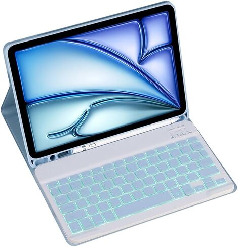 حالة لوحة مفاتيح Bluetooth اللاسلكية المغناطيسية لـ iPad Air 4/Air 5 10.9 بوصة - لوحة مفاتيح قابلة للفصل وسرد الماوس مع غطاء جلدي وحامل قلم رصاص (أسود ، خلفي) in Kuwait