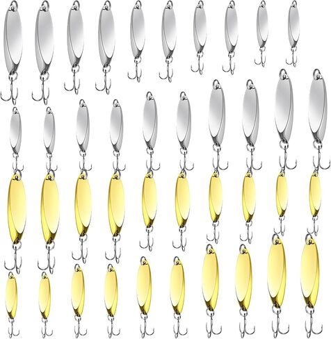 HESTYA Fishing Lures Spoons Saltwater Treble Trout Lures Hard Metal Spinner Baits 5 Sizes Casting Spoon Hooks for Salmon Bass in 1/5 1/4 3/8 1/2 3/4 oz in Kuwait