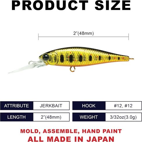 Lucky Craft Pointer 48DD Fishing Fishing ، 2 "تعليقات عميقة على علق jerkbait ، سمك السلمون المرقط والسحر ، عمق 3-4 أقدام ، معدات الصيد ، إكسسوارات صناديق معالجة in Saudi Arabia