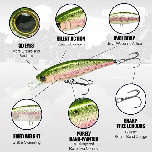 Lucky Craft Pointer 48DD Fishing Fishing ، 2 "تعليقات عميقة على علق jerkbait ، سمك السلمون المرقط والسحر ، عمق 3-4 أقدام ، معدات الصيد ، إكسسوارات صناديق معالجة in Saudi Arabia