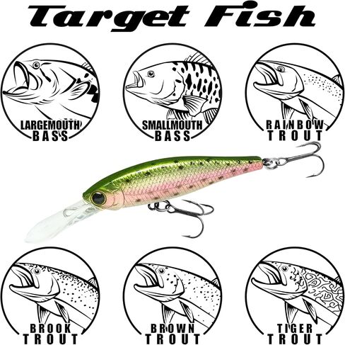 Lucky Craft Pointer 48DD Fishing Fishing ، 2 "تعليقات عميقة على علق jerkbait ، سمك السلمون المرقط والسحر ، عمق 3-4 أقدام ، معدات الصيد ، إكسسوارات صناديق معالجة in Saudi Arabia