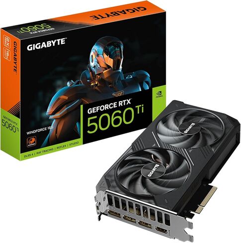 Gigabyte GeForce RTX 5060 Ti WINDFORCE 16G Graphics Card - 16GB GDDR7, 128-bit, PCI-E 5.0, 2572MHz Core Frequency, 3X DisplayPort, 1x HDMI, GV-N506TWF2-16GD in Saudi Arabia